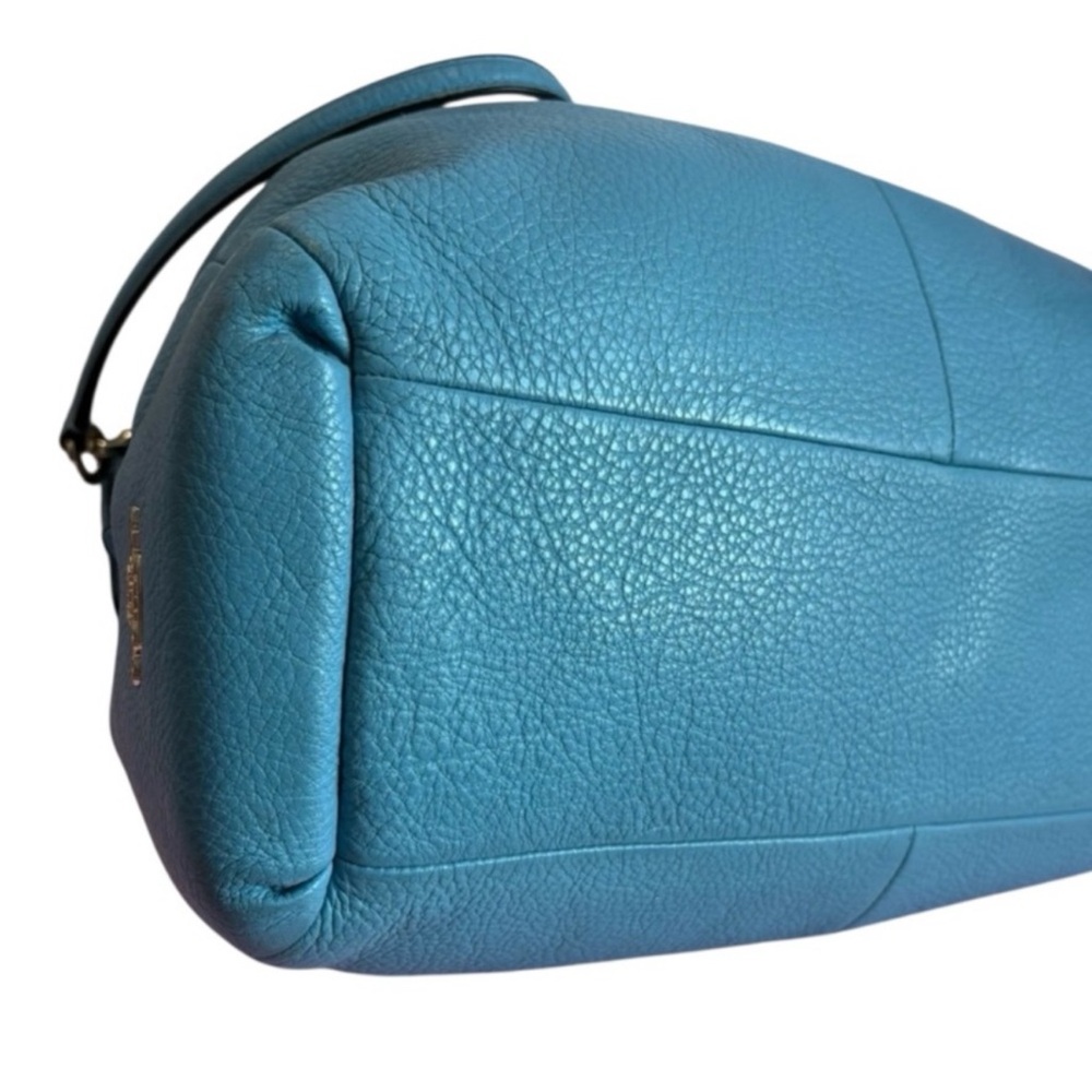 COACH shoulder bag in super soft teal pebble leather w/silver hardware - Picture 8 of 16